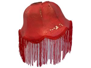 Red tasseled lampshade