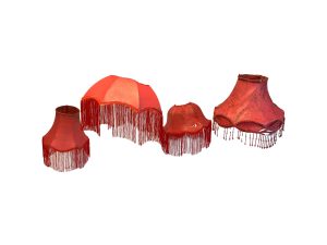 Red tasseled lampshades Set of 5